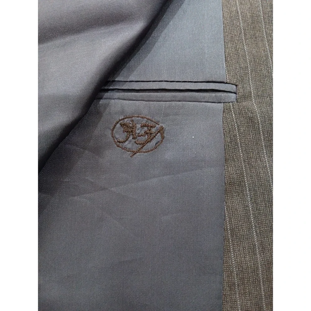 Loro Piana Hickey Freeman‎ Tasmania 120 Pinstripe Wool Blazer Brown 50L 2248